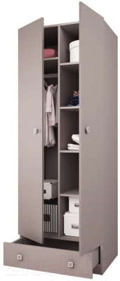 Шкаф Polini Kids Simple двухсекционный с 1 ящиком / 0001302.42 (серый)