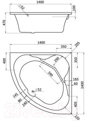 Ванна акриловая Santek Мелвилл 140x140 (1WH302402)