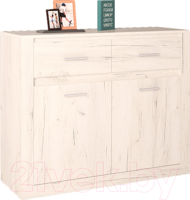 Тумба Интерлиния Лима ЛМ-2Д2Ш (дуб корабельный белый) - фото