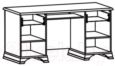 Компьютерный стол Black Red White Kentaki S320-BIU2D2S