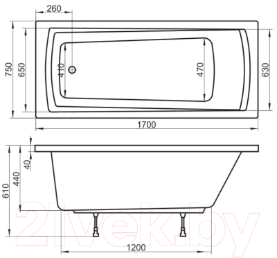 Ванна акриловая Ravak Domino Plus 170x75 (C631R00000)