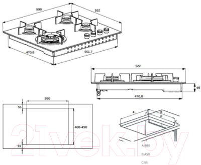Газовая варочная панель Beko HIAG64223SX
