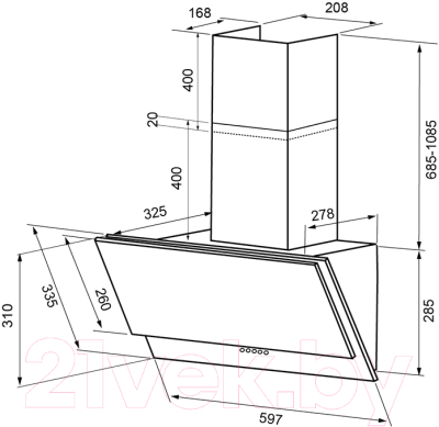 Вытяжка наклонная Krona Olly 600 / 00021454