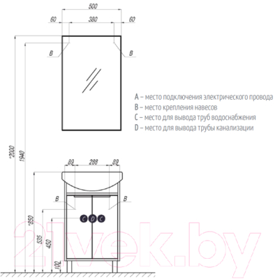 Зеркало Акватон Рико 50 (1A216302RI010)