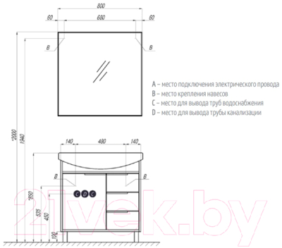 Зеркало Акватон Рико 80 (1A216502RI010)