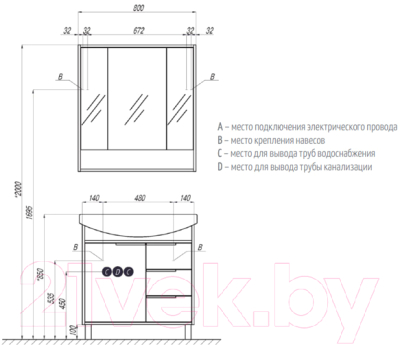 Тумба под умывальник Акватон Рико 80 (1A215401RIB90)