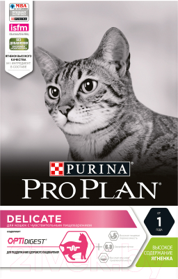 Сухой корм для кошек Pro Plan Delicate Lamb (10кг) - фото
