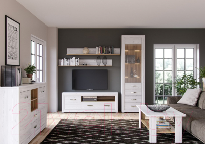 Шкаф с витриной Black Red White Malta B136-REG1W1D