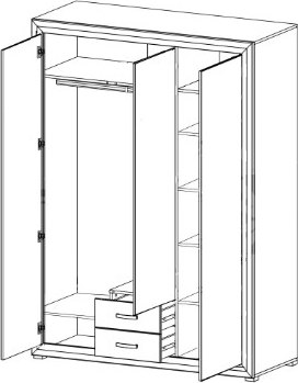 Шкаф Black Red White Malta B136-SZF3D2S