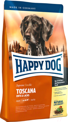 Сухой корм для собак Happy Dog Supreme Sensible Toscana Adult Ente & Lachs - фото