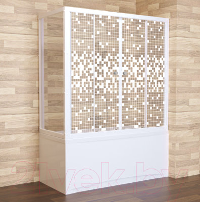 Стеклянная шторка для ванны Triton Мозаика 170x147.5