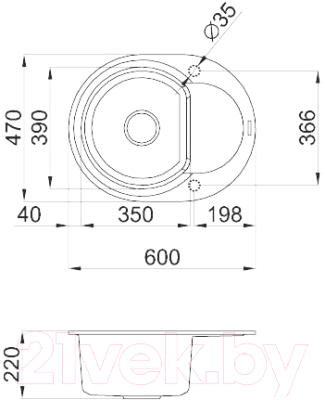 Мойка кухонная Elleci Easy Round 600 Full Black G40 / LGYR6040