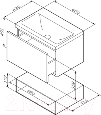 Тумба под умывальник AM.PM Gem M90FHX06021WG