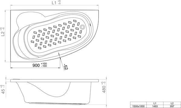 Ванна акриловая Triton Кайли 150x100 R Стандарт