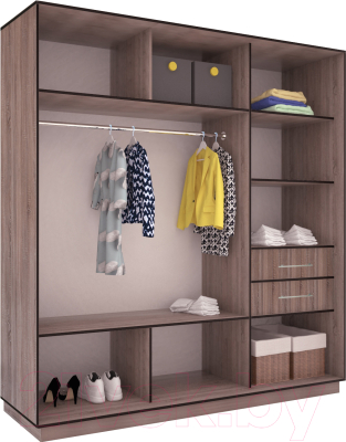 Шкаф-купе Евва 233 TS.03 / АЭП ШК.3.01 (трюфель/серебро)