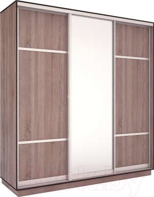 Шкаф-купе Евва 233 TS.02 / АЭП ШК.3.01 (трюфель/серебро) - фото