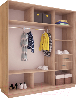 Шкаф-купе Евва 233 SS.02 / АЭП ШК.3.01 (сонома/серебро)