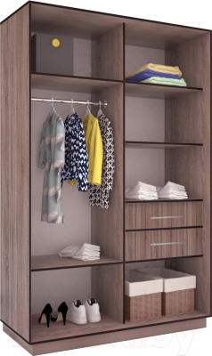 Шкаф-купе Евва 158 TS.03 / АЭП ШК.2 01 (трюфель/серебро)