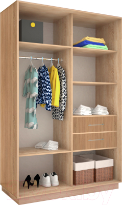 Шкаф-купе Евва 158 SS.01 / АЭП ШК.2 01 (сонома/серебро)