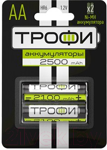 Комплект аккумуляторов Трофи HR6-2BL 2500 mAh / C0032101 - фото