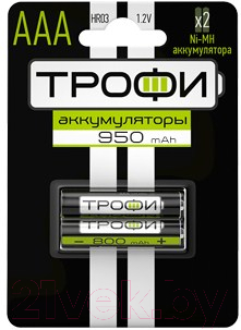 Комплект аккумуляторов Трофи HR03-2BL 950 mAh / C0032097 - фото