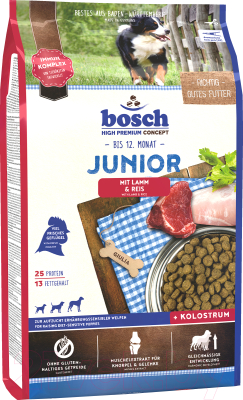 Сухой корм для собак Bosch Petfood Junior Lamb&Rice (3кг) - фото