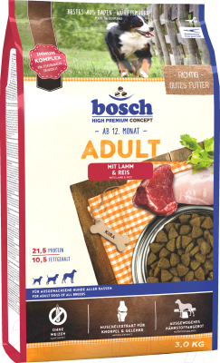 Сухой корм для собак Bosch Petfood Adult Lamb&Rice (3кг) - фото
