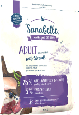Сухой корм для кошек Bosch Petfood Sanabelle Adult Ostrich (400г) - фото