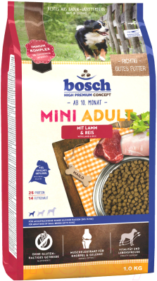 Сухой корм для собак Bosch Petfood Mini Adult Lamb&Rice (1кг) - фото