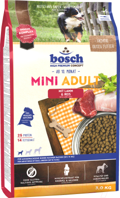 Сухой корм для собак Bosch Petfood Mini Adult Lamb&Rice (3кг) - фото