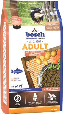 Сухой корм для собак Bosch Petfood Adult Salmon&Potato (1кг) - фото
