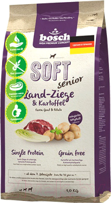 Полувлажный корм для собак Bosch Petfood Soft Senior Farm Goat&Potato (1кг) - фото