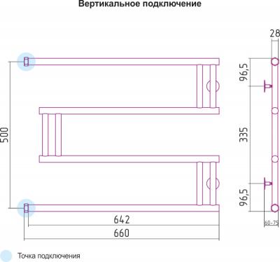 Полотенцесушитель водяной Сунержа High-Tech M 50x65 / 00-0050-5065