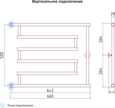 Полотенцесушитель водяной Сунержа High-Tech L 50x65 / 00-0052-5065