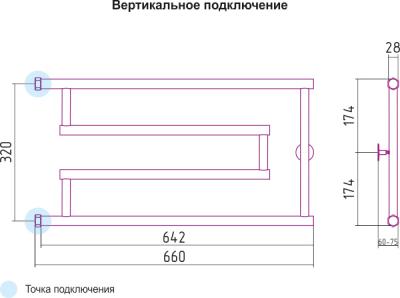 Полотенцесушитель водяной Сунержа High-Tech G 32x65 / 00-0051-3265