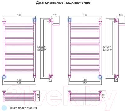 Полотенцесушитель водяной Сунержа Богема 100x50 / 00-0103-1050