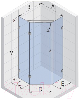 Душевой уголок Riho Scandic W301 / GSET-GSM97834 (90x90, левая)