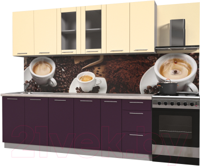 Готовая кухня Интерлиния Мила Пластик 2.3 Б - фото