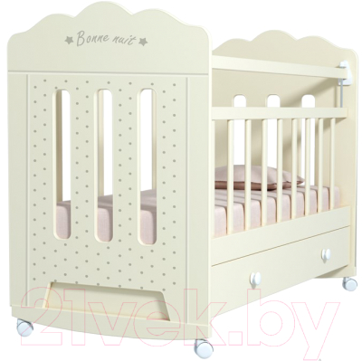 Детская кроватка VDK Bonne колесо-качалка с ящиком - фото