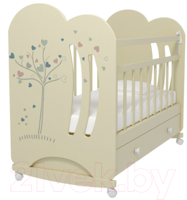 Детская кроватка VDK Wind Tree колесо-качалка с ящиком - фото