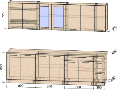 Готовая кухня Интерлиния Мила Пластик 2.7 Б