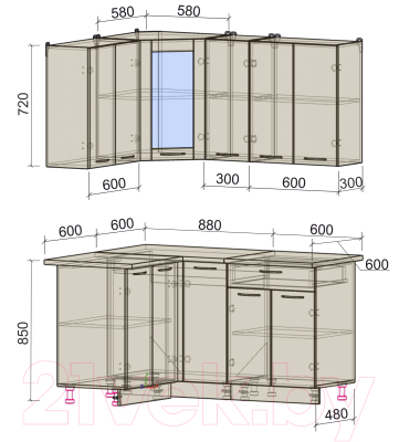 Готовая кухня Интерлиния Мила 12x15
