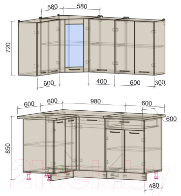Готовая кухня Интерлиния Мила 12x16