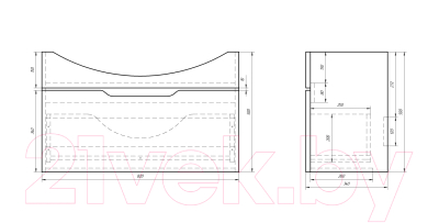Тумба под умывальник Dreja Laguna 85 (белый лак)