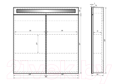 Шкаф с зеркалом для ванной Dreja Uni 80