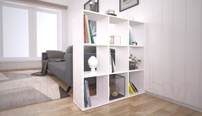 Стеллаж Polini Kids Home Smart Кубический 9 секций (белый)