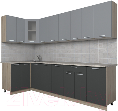 Готовая кухня Интерлиния Мила 12x28 - фото