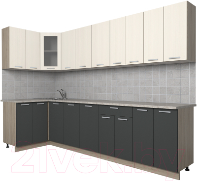 Готовая кухня Интерлиния Мила 12x30 - фото