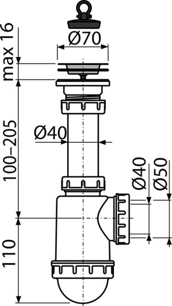 Сифон Alcadrain A441-DN50/40