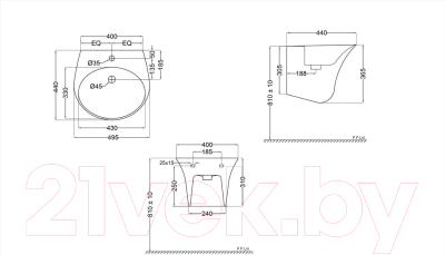 Умывальник Jaquar Ornamix ONS-WHT-10801